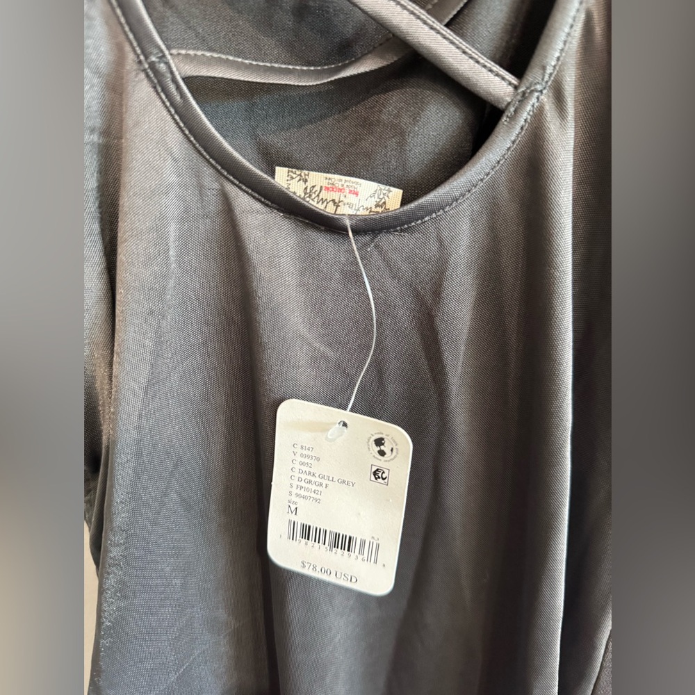 Free People Talk About It Mini Dress - Dark Gull Grey - Picture 6 of 8